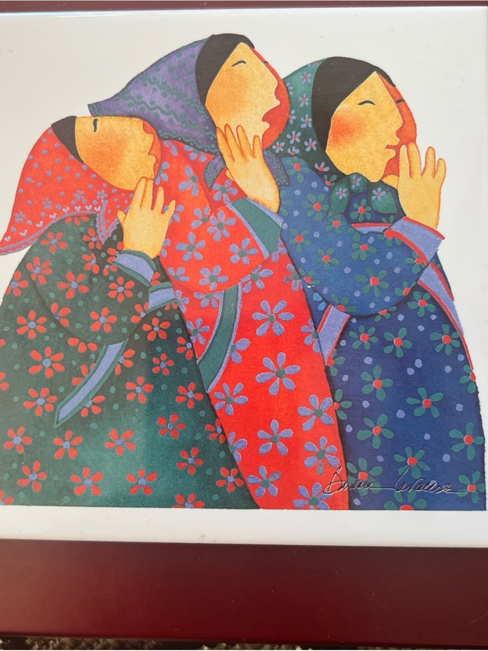 6” Tile Trivet "Three Women" by Alaskan artist Barbara Lavallee